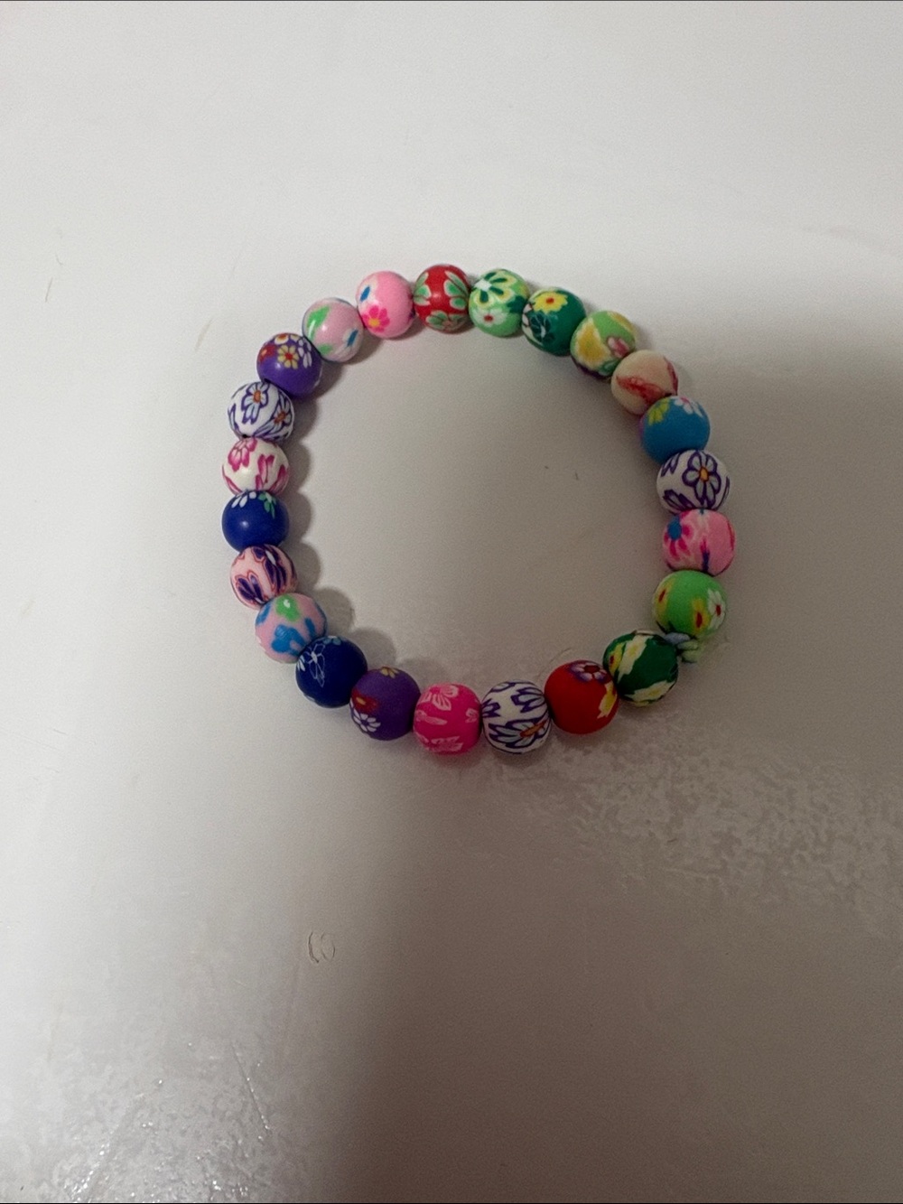 Kids Multicolor Floral Bead Stretch Bracelet - Unbranded